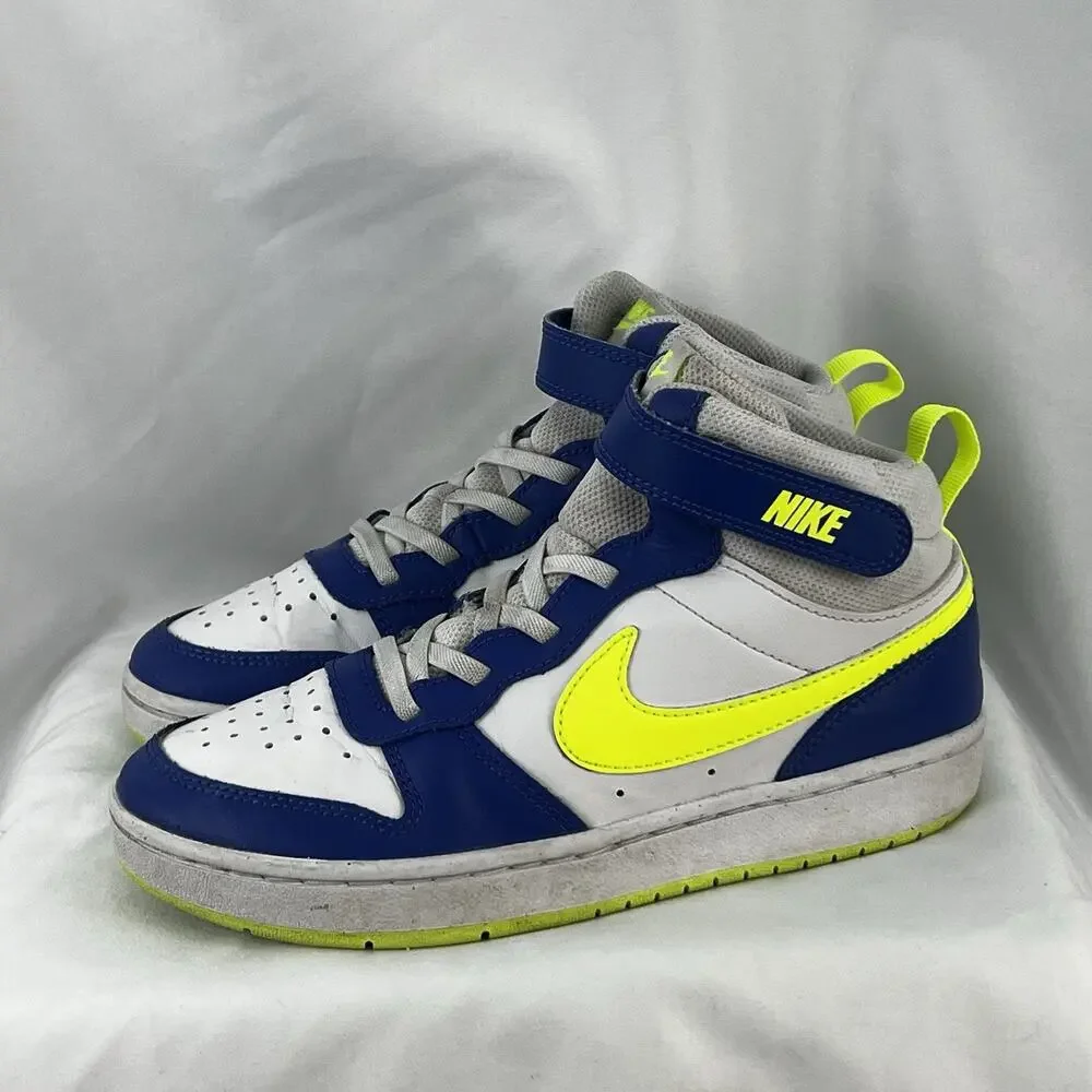 Nike Court Borough Mid 2 Kids Sneakers Blue Volt White Size 3Y HJ9243-488